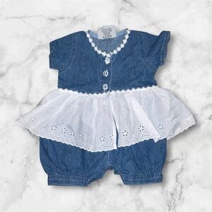 Vintage San Fransisco Blues BabyGirl Romper 100% Cotton 6-9m